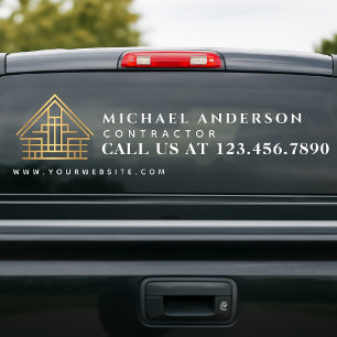 Minimalist Home Building Construction Car Truck Window Cling