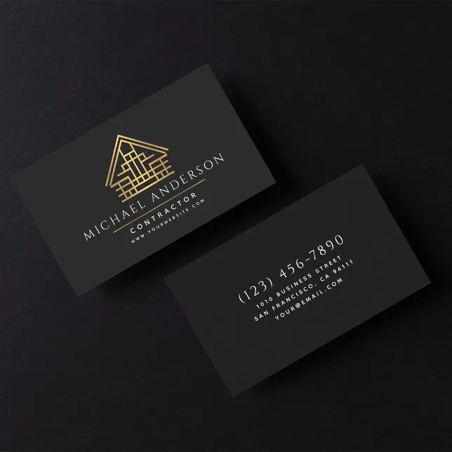 Minimalist Home Building Construction Luxe Business Card | Zazzle