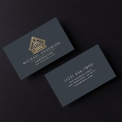 Customizable Minimalist Home Building Construction Luxe  Business Card