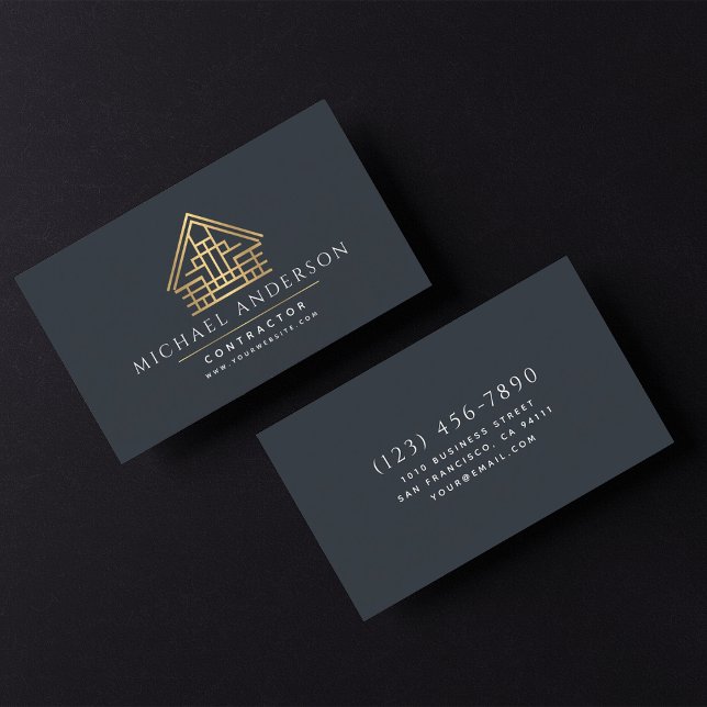 Minimalist Home Building Construction Luxe  Business Card (Creator Uploaded)