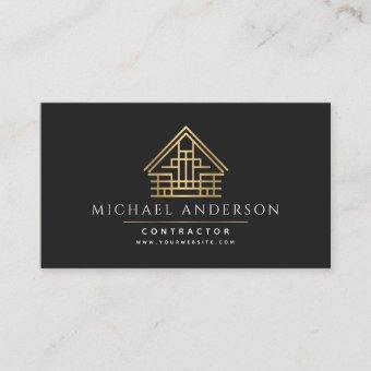 Minimalist Home Building Construction Luxe Business Card | Zazzle