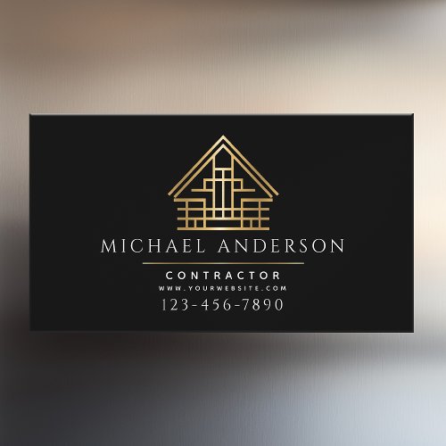 Minimalist Home Building Construction Luxe  Business Card Magnet