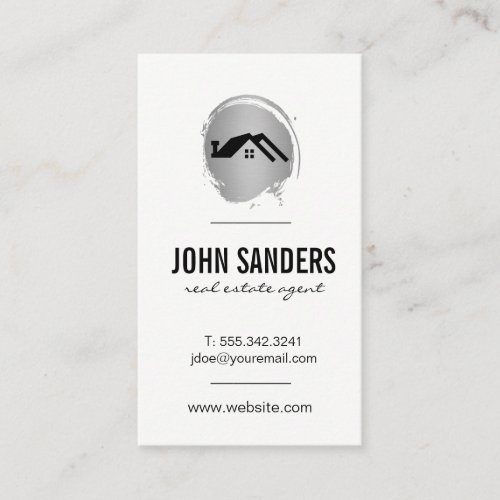 Minimalist Home Icon  Brushed Business Card