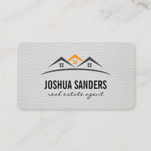 Minimalist Home Icon / Gold Brushed Faux Leather Business Card