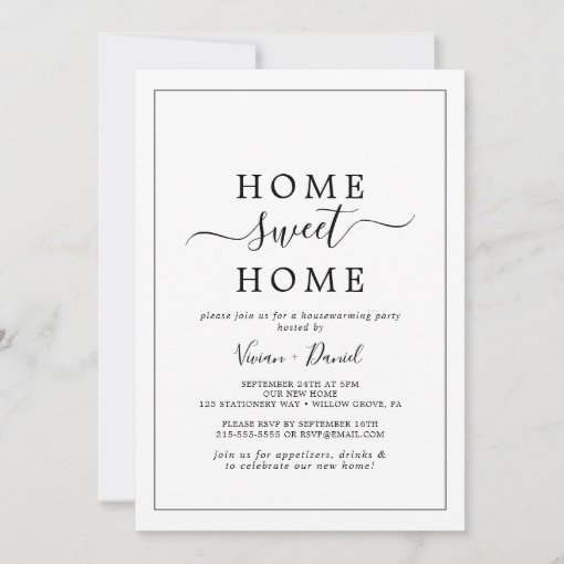 Minimalist Home Sweet Home Housewarming Party Invitation | Zazzle