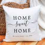 Minimalist Home Sweet Home Housewarming Throw Pillow<br><div class="desc">This minimalist home sweet home housewarming throw pillow is perfect as simple home decor. The modern romantic design features classic black and white typography paired with a rustic yet elegant calligraphy with vintage hand lettered style. Customizable in any color. Keep the design simple and elegant, as is, or personalize it...</div>