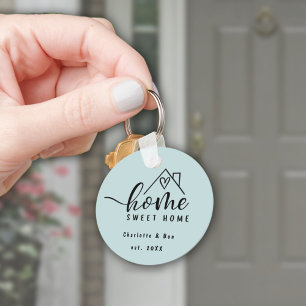 Minimalist Home Sweet Home Personalized New Home Keychain