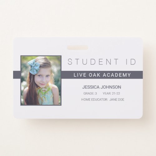 Minimalist Homeschool Student ID Badge