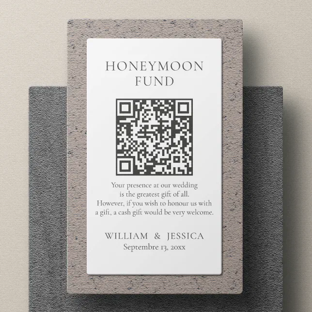 Minimalist Honeymoon Fund With QR Code Enclosure Card | Zazzle