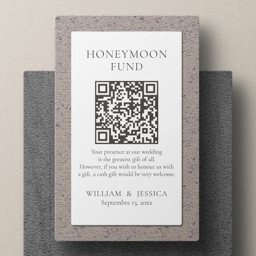 Minimalist Honeymoon Fund With QR Code Enclosure Card