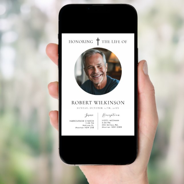 Minimalist Honoring the life of Funeral Photo Invitation (Front Digital)