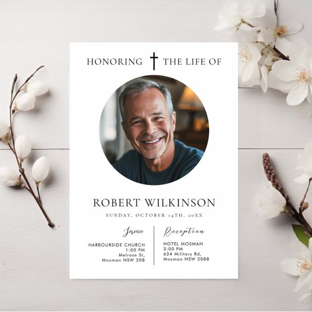 Minimalist Honoring the life of Funeral Photo Invitation (Creator Uploaded)