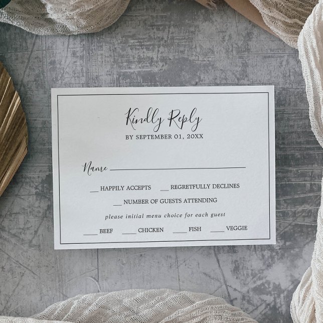 Minimalist Horizontal Menu Choice RSVP Card (Creator Uploaded)