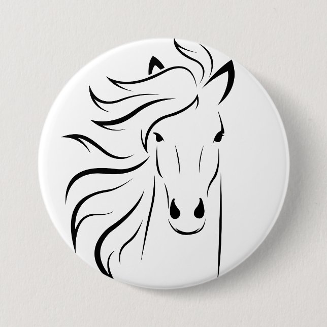 Minimalist HORSE Drawing Button (Front)