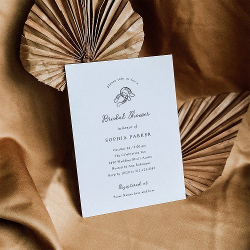 Minimalist Horseshoe Black and White Bridal Shower Invitation