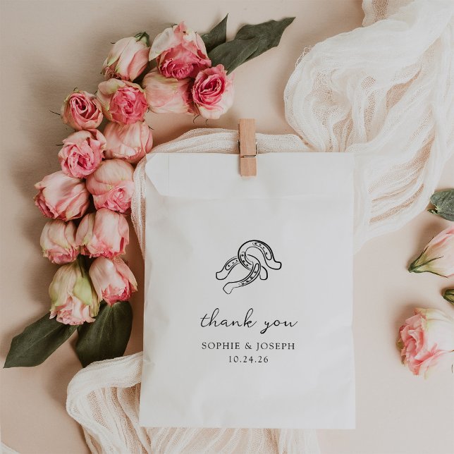 Minimalist Horseshoe | Black and White Wedding Favor Bag (Creator Uploaded)