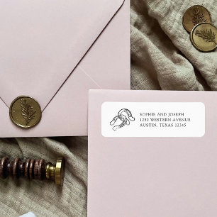 Minimalist Horseshoe Black and White Wedding Label