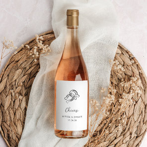 Minimalist Horseshoe | Black and White Wedding Wine Label