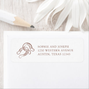 Minimalist Horseshoe   Brown and White Wedding Label