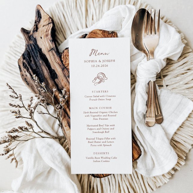 Minimalist Horseshoe | Brown and White Wedding Menu (Creator Uploaded)