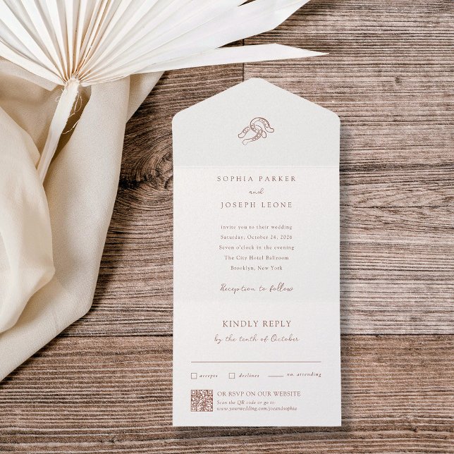 Minimalist Horseshoe Brown | Wedding QR Code All In One Invitation (Creator Uploaded)
