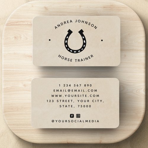 Minimalist Horseshoe Farm Ranch Riding Instructor Business Card