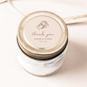 Minimalist Horseshoe Neutral and Brown Wedding Classic Round Sticker