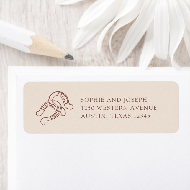 Minimalist Horseshoe | Neutral and Brown Wedding Label (Insitu)