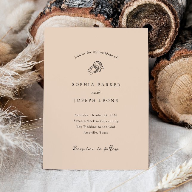 Minimalist Horseshoe | Neutral Beige Wedding Invitation (Creator Uploaded)
