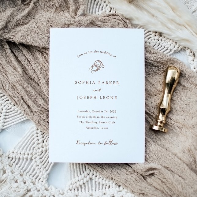 Minimalist Horseshoe | Rustic Brown Wedding Invitation (Creator Uploaded)