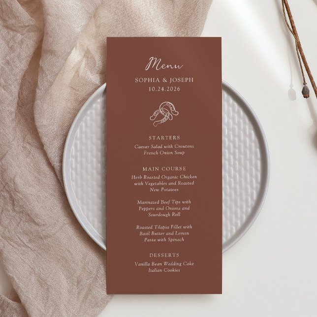 Minimalist Horseshoe | Rustic Brown Wedding Menu (Creator Uploaded)