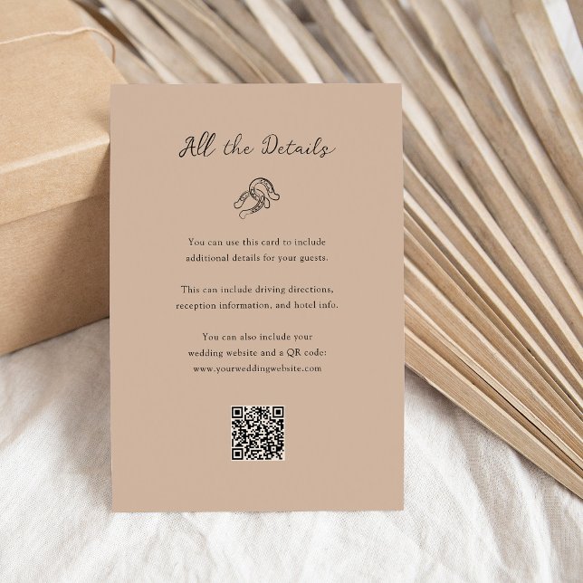 Minimalist Horseshoe Wedding Guest Details QR Code Enclosure Card (Creator Uploaded)