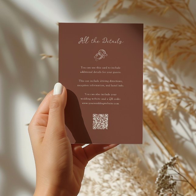 Minimalist Horseshoe Wedding Guest Details QR Code Enclosure Card (Creator Uploaded)