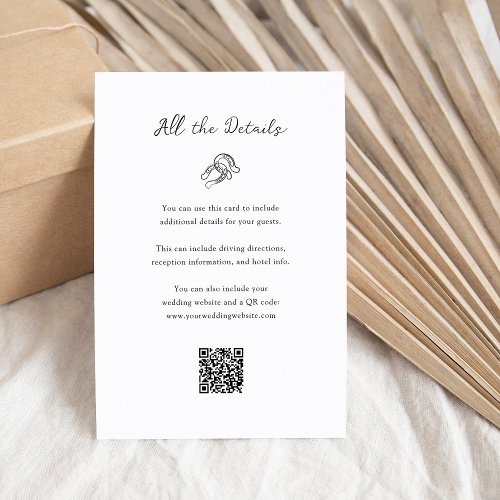 Minimalist Horseshoe Wedding Guest Details QR Code Enclosure Card