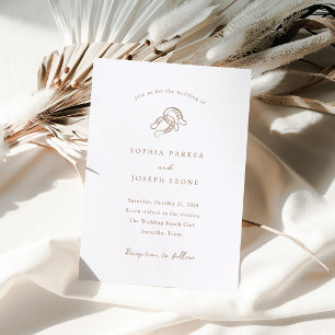 Minimalist Horseshoe Wedding Letterpress Invitation