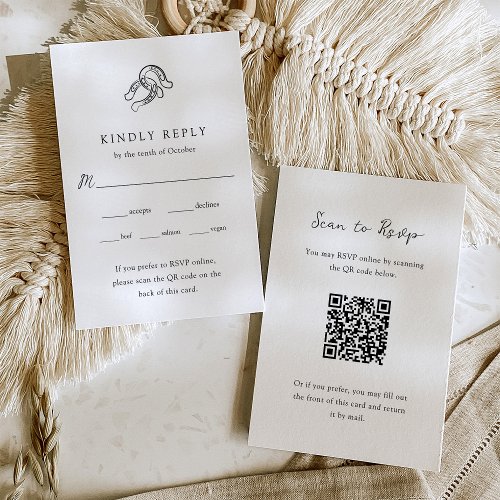 Minimalist Horseshoe Wedding  Meal Choice QR Code RSVP Card