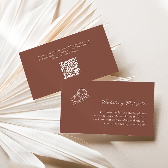 Minimalist Horseshoe | Wedding Website QR Code Enclosure Card (Creator Uploaded)