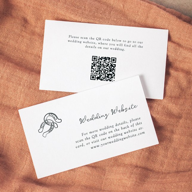 Minimalist Horseshoe | Wedding Website QR Code Enclosure Card (Creator Uploaded)