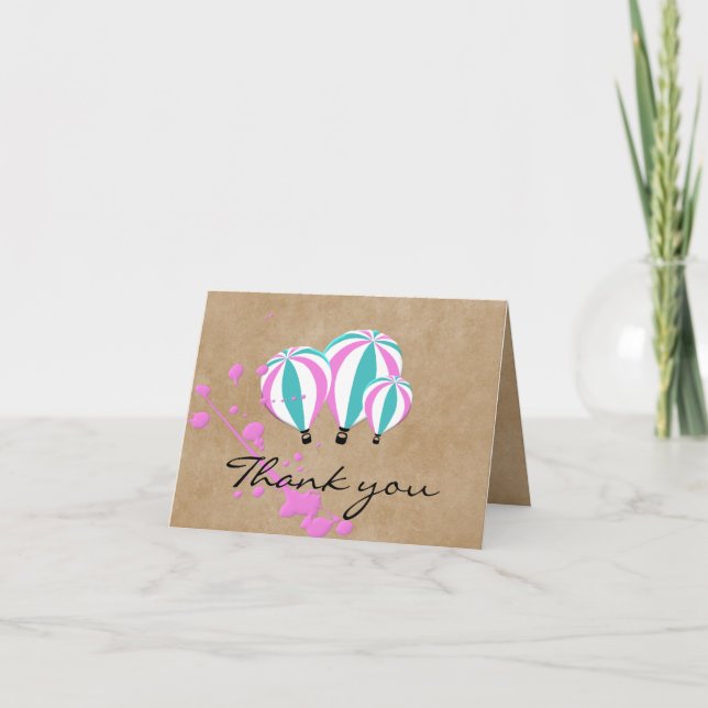 Minimalist Hot Air Balloon Thank You Card (Front)
