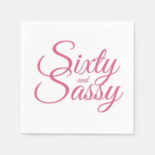 Minimalist Hot Pink and Sassy 60th Birthday  Napkins