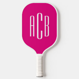 Minimalist Hot Pink and White 3 Letter Monogram Pickleball Paddle
