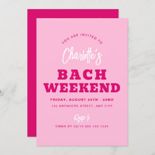 Minimalist Hot Pink Bachelorette Weekend Itinerary Invitation