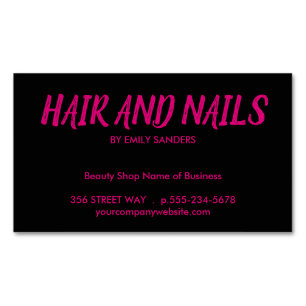 Minimalist / Hot Pink Business Card Magnet