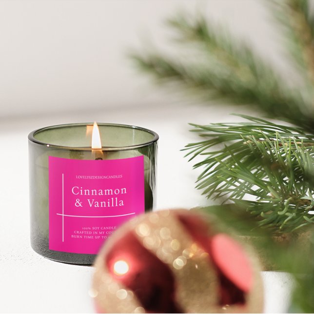 Minimalist Hot Pink Candle Product Label (Creator Uploaded)