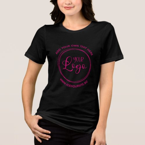 Minimalist Hot Pink Circle Logo Black Tri_Blend Shirt