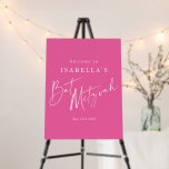 Minimalist Hot Pink Custom Bat Mitzvah Welcome Foam Board<br><div class="desc">Custom Minimalist Classic Modern Bat Mitzvah Welcome Sign in Hot Pink</div>