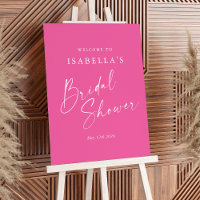 Minimalist Hot Pink Custom Bridal Shower Welcome