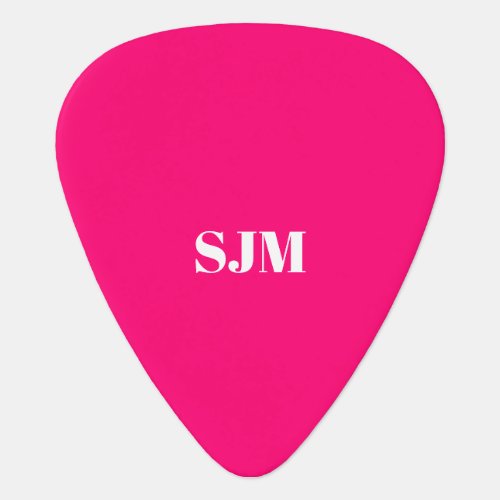 Minimalist hot pink custom monogram initials name guitar pick