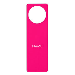 Minimalist hot pink custom name text solid modern door hanger