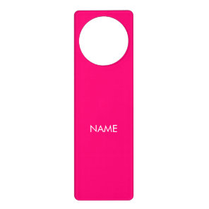Minimalist hot pink custom name text solid modern door hanger